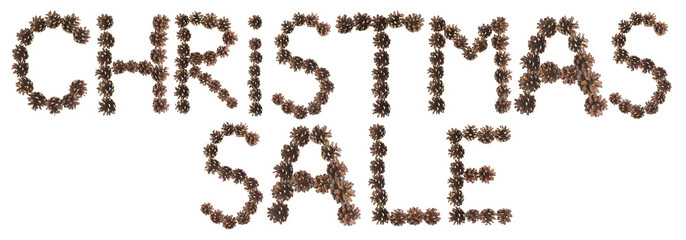 Christmas sale phrase made of pine cone