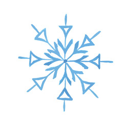 Isolated watercolor snowflake