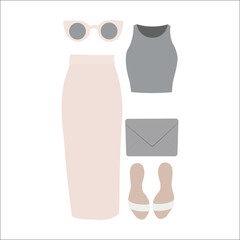 Set of vector clothes for women.