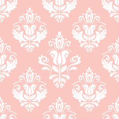 Oriental classic pattern. Seamless abstract background with repeating elements. Pink and white pattern