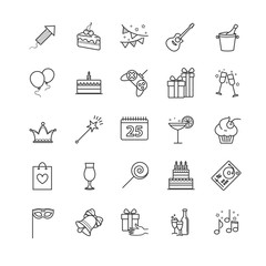 Outline web icons - party, birthday, holidays
