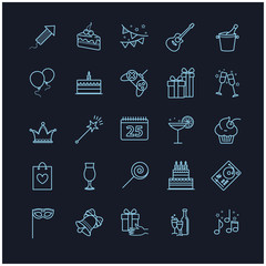 Thin line web icons - party, birthday, holidays