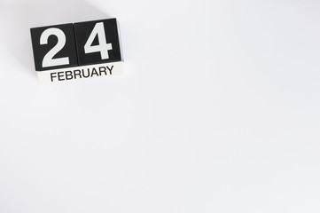 February 24th. Day 24 of month, calendar on white background. Winter concept. Empty space for text