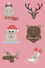 Winter animals,Wolf, Deer, Elk, Seal, hare, Bear