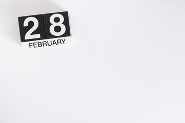 December 28th. Day 28 of month, calendar on white background. New year at work concept. Empty space for text