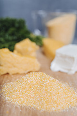 Corn flour on cutting board