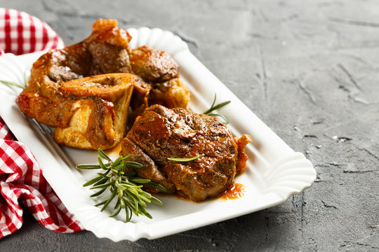 Osso bucco beef with vegetables and rosemary