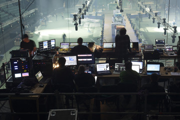 Television Broadcast Gallery. .button on the control panel television equipment