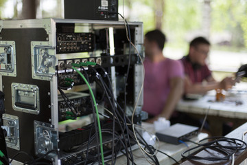 Television Broadcast Gallery. .button on the control panel television equipment