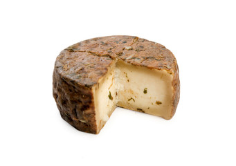 Piece of cheese with on white background