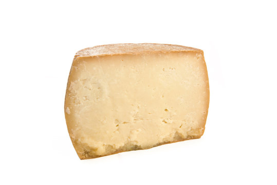 Piece of cheese with on white background