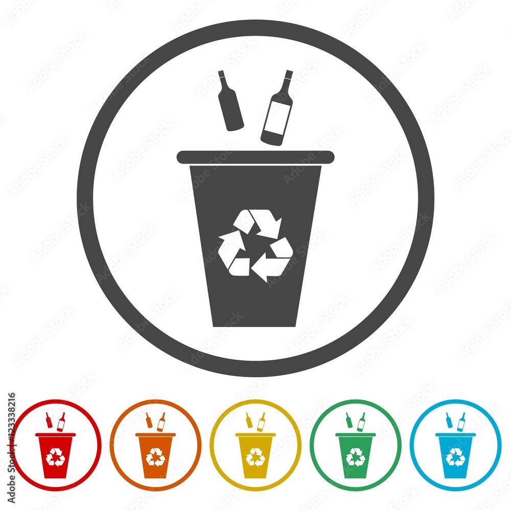 Poster flat delete icon set on round color