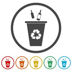 Flat delete icon set on round color