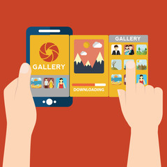Vector illustration of mobile app for camera and gallery