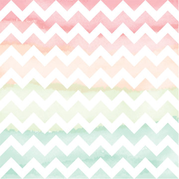 Vector Watercolor Chevron Background. Hand Painted Chevron seamless pattern. Zigzag colorful background.