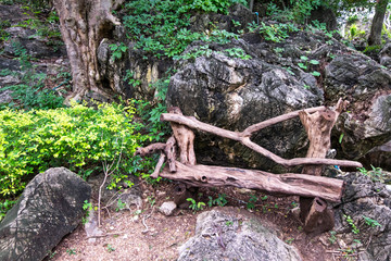 Obraz premium Bench made by log in natural park