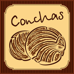 Conchas - Mexican sweet bread - vector