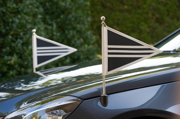 Flags on car