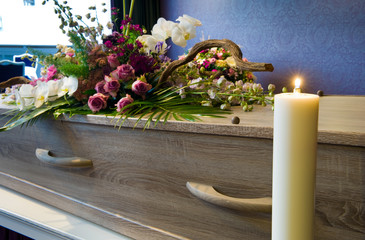 Coffin in morgue