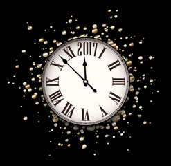 Fototapeta na wymiar 2017 New Year card with clock.
