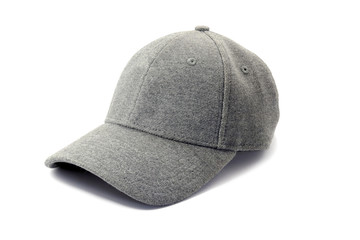 Closeup of the fashion gray cap isolated on white background.