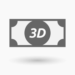 Isolated bank note icon with    the text 3D