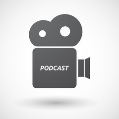 Isolated film camera icon with    the text PODCAST