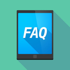 Long shadow tablet PC with    the text FAQ