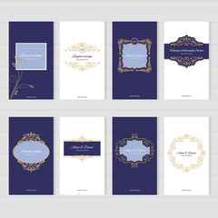 Luxury vintage card templates set. For wedding invitations, elegant greeting cards, beauty industry brochures design.