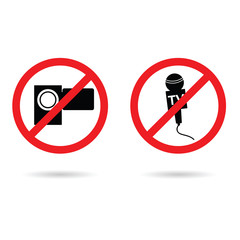 camera and microphone tv sign set illustration