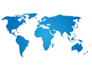 Fototapeta na wymiar Map of World. Blue silhouette vector illustration with gradient on white background.