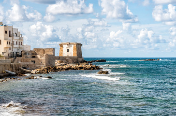 View of Ligny Tower,  is a coastal watchtower in Trapani, Sicily. Italy.
