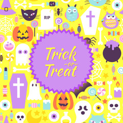 Obraz na płótnie Canvas Halloween Trick or Treat Trendy Poster