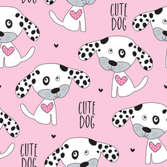 seamless dalmatian dog pattern vector illustration