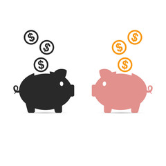 Piggy bank saving money. Vector isolated illustration.