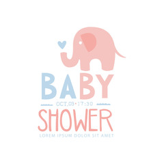 Baby Shower Invitation Design Template With Toy Elephant