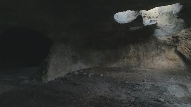 Cave city Eski-Kermen medieval fortress town in peninsula of Crimea.