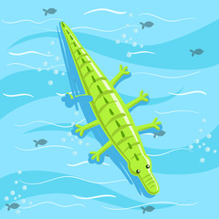 Inflatable Crocodile Toy With Blue Sea Water On Background