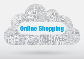 Obraz premium Online Shopping word cloud technology vector concept illustration