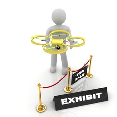 Drone, quadrocopter, with photo camera at the technical exhibiti