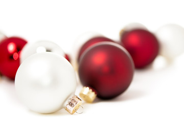 Red and White Glass Christmas Ball Ornaments