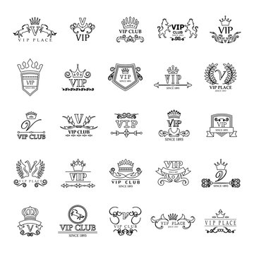 VIP Logo Set - Isolated On White Background - Vector Illustration, Graphic Design. For Web,Websites,Print,Presentation Templates,Mobile Applications And Promotional Materials