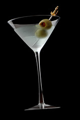Dirty Martini with Olives on Black