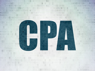 Business concept: CPA on Digital Data Paper background
