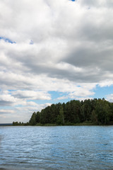 Forest, Lake and Blue Sky