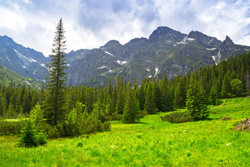 Beautiful scenery of the trail in Tatra mountains, Poland