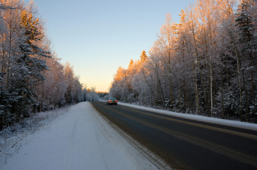 Obraz premium Small country road in winter
