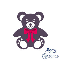 Cute teddy bear with red bow