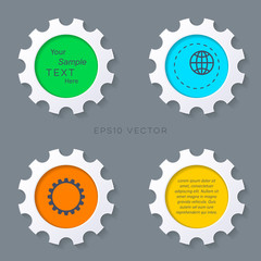 Colorful gears buttons with shadows