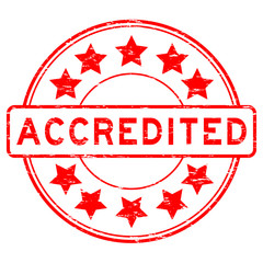 Grunge red accredited rubber stamp